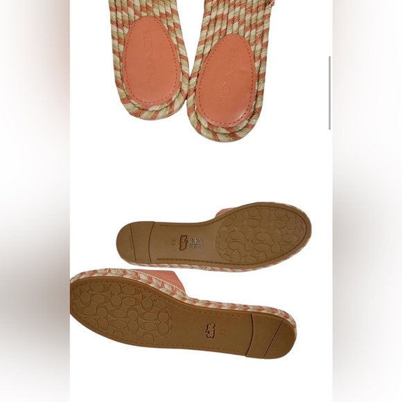 Coach Women's Coral and Tan Slide Sandals - Picture 3 of 8